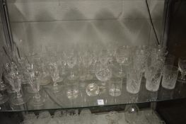 Cut glass drinking glasses.