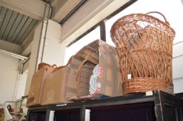 A large quantity of wicker baskets.