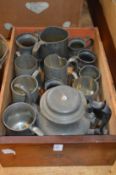 Pewter tankards etc.