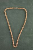 An 18ct gold rope twist necklace.
