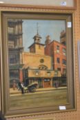 A Victorian street scene, oil on canvas.