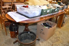 A twin pedestal dining table and leaf.
