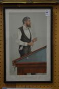 A Spy print depicting a snooker player.