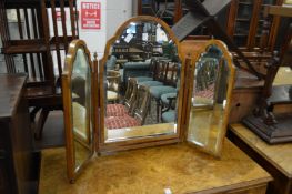 A walnut framed folding dressing table mirror.