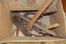 Old billhooks and an axe etc.