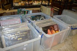 Five boxes of LPs and other records.
