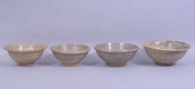 FOUR CHINESE TERRACOTTA BOWLS, various sizes (4).
