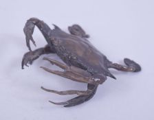 A JAPANESE BRONZE MODEL OF A CRAB, 6.5cm wide.