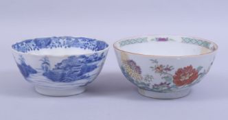 TWO CHINESE PORCELAIN BOWLS, (af), 14cm and 14.5cm diameter.