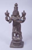A FINE 18TH CENTURY SOUTH INDIAN BRONZE FIGURE OF A DEITY, 13.5cm high.