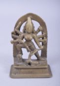 A FINE 17TH CENTURY INDIAN BRONZE FIGURE OF DURGA, 8.5cm high.