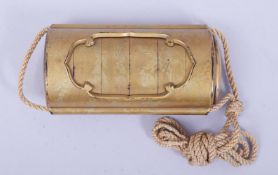 A JAPANESE GILT LACQUER FIVE CASE INRO and lacquer sleeve, decorated with swirls of water and