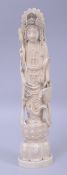 A JAPANESE MEIJI PERIOD CARVED IVORY OKIMONO OF A GODDESS, 31.5cm high.