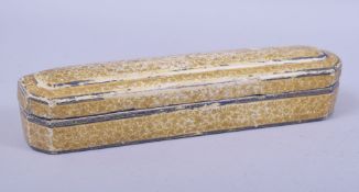 A 19TH CENTURY INDO PERSIAN KASHMIRI PAPIER MACHE QALAMDAN PEN BOX, 26cm long.