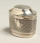 A DUTCH SILVER OVAL SHAPED BOX 1.25ins high.