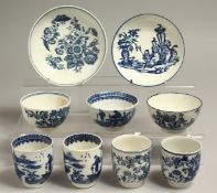 AN 18TH CENTURY CAUGHLEY BELL TOY, MOTHER AND CHILD TEA BOWL AND SAUCER, a coffee cup and two tea