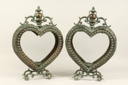 A PAIR OF HEART SHAPED LANTERNS
