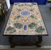 A VERY GOOD ITALIAN SPECIMEN MARBLE TOP CENTRAL TABLE of rectangular form. 2ft long x 3ft 10ins wide