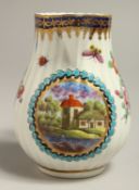 AN 18TH CENTURY WORCESTER FLUTED SPARROW BEAK JUG, painted with a version of the 'Henry Thynne'