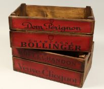 A PAIR OF BOLLINGER WOODEN CRATES 17ins