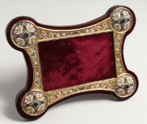 A GOOD RUSSIAN SILVER AND ENAMEL PHOTOGRAPH FRAME. 9ins x 6.5ins.