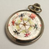 AN UNUSUAL HORSE RACING CHROME POCKET WATCH.