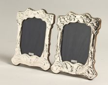 A PAIR OF SILVER BUTTERFLY PHOTOGRAPH FRAMES 8ins x 6ins.