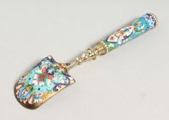A RUSSIAN SILVER AND ENAMEL SPOON. Bears mark HEAD & 84. 6.25ins long.