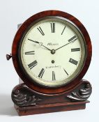 A VICTORIAN MAHOGANY WALL CLOCK by MASON CANTERBURY with white painted dial and Roman numerals. 30