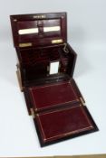 A GOOD 19TH CENTURY INLAID MAHOGANY WRITING BOX with fitted top and folding opening to reveal a