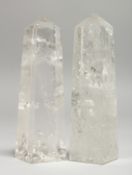 TWO CRYSTAL OBELISKS. 5ins high.