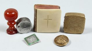 SIX VARIOUS ITEMS, BOXES, ETC..