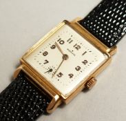A GOOD 18 CT GOLD MARVIN WRIST WATCH AND STRAP in a Mappin and Webb box.