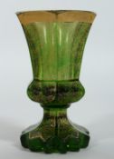 A GOOD BOHEMIAN GOBLET, hexangonal . engraved with gilt. 4.5ins high.
