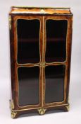 AN 18TH CENTURY, FRENCH KINGWOOD, CROSSBANDED, VITRINE with ormonlu mounts and a pair of glazed long