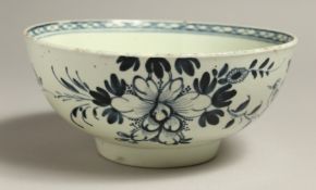 AN 18TH CENTURY LIVERPOOL BASIN painted in blue with the 'Bird on a Branch' also known as the