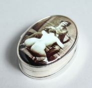 A SILVER EROTIC PILL BOX