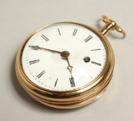 AN 18CT GOLD VERGE POCKET WATCH.