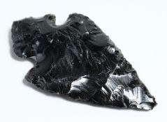 AN OBSIDIAN SPEAR HEAD. 5.5ins