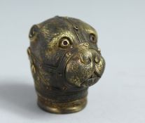 A NOVELTY BRONZE DOG'S HEAD VESTA