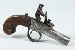 AN 18TH CENTURY FLINTLOCK PISTOL by W. COLL. 6ins long.