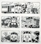 Tim Marwood (1954-2008) British, 'Thomas' No 187, pen drawings, A group of 5 framed, inscribed,