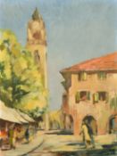 20/21st Century, Continental Street scene, oil on canvas, 24