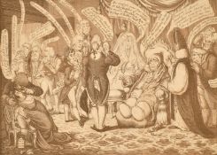 Five 19th Century caricatures after Gillray and one after Marshall, 7.5