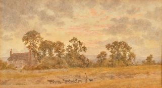 Attributed to Martin Snape (1852-1930) British, 'Browndown' A shepherd and sheep on a country