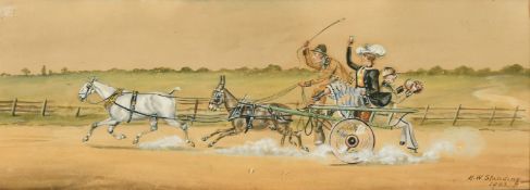 H.W. Standing (1894-1931) British, A pair of watercolours, scenes of ponies and trap with figures,