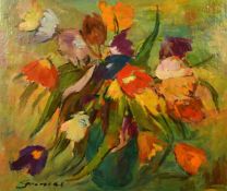 20th Century, still life of colourful flowers, oil on canvas, indistinctly signed, Christie's