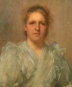 Herbert William Foster (1846-1929) British, 'Alma' a bust length portrait of a young lady, oil on