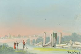 Ciro Denza (19th Century) Italy, a pair of gouache views of scenes around Selinunte, Sicily, one