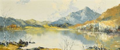 Charles Wyatt Warren (1908-1993), A view of Llyn Gwynant, Wales, oil on board, signed and labels